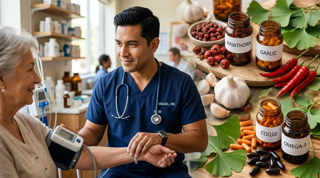 Personal de salud tomando la presión arterial a un paciente
